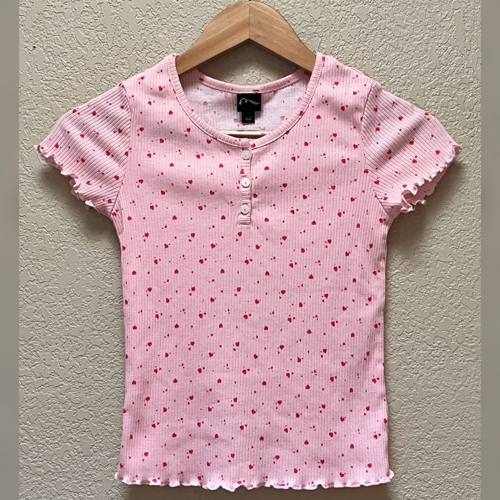 Art Class Girl Hearts Printed Shirt Pink Color Size-L 10/12
